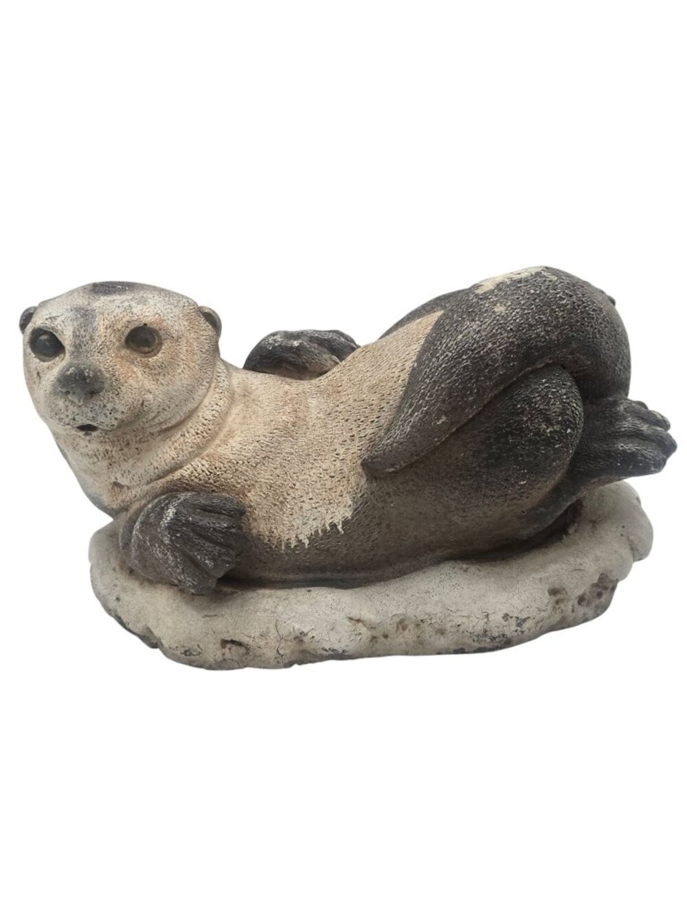 Vintage Otter Cement Statue 2001 Gardencore Yard Art 8 Inch Cottagecore Animal
